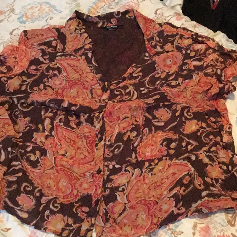 Brown paisley blouse
